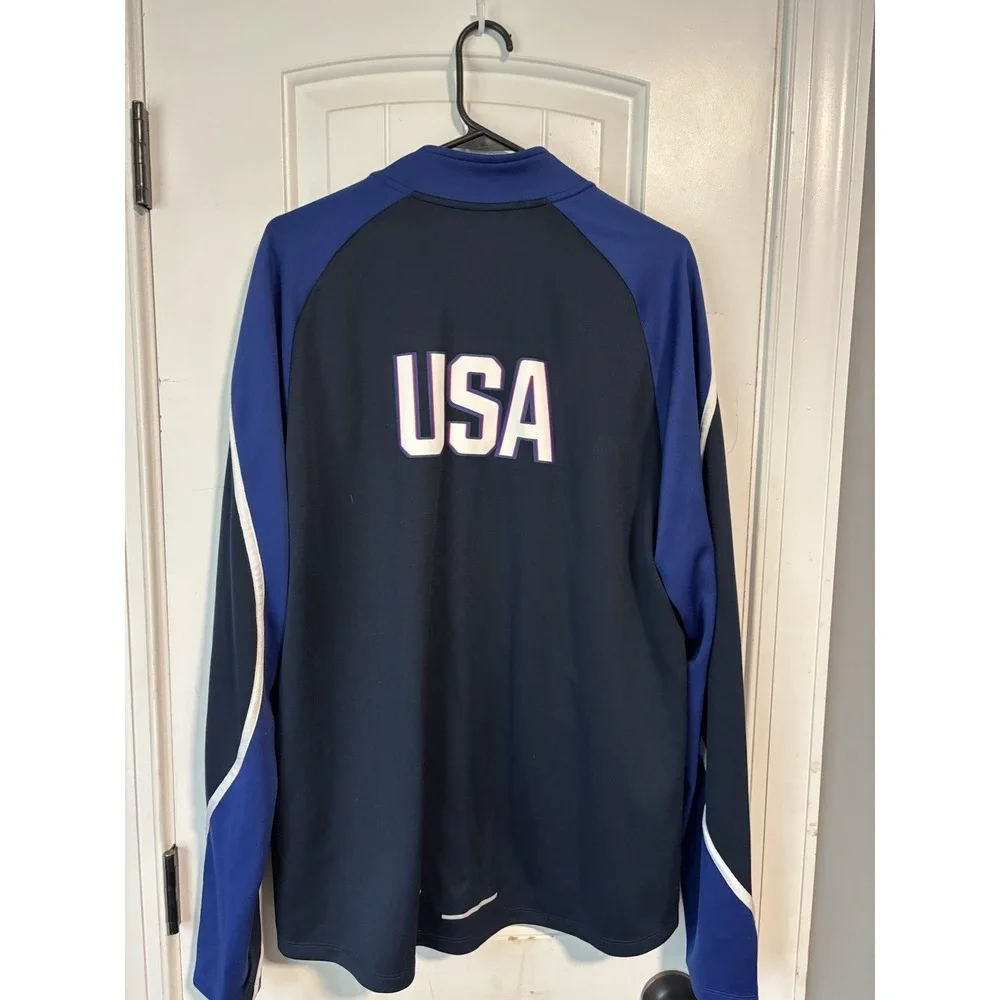 Nike Pro Elite Team USA Olympic Track Field Jacket Mens XL Tall Blue Full Zip